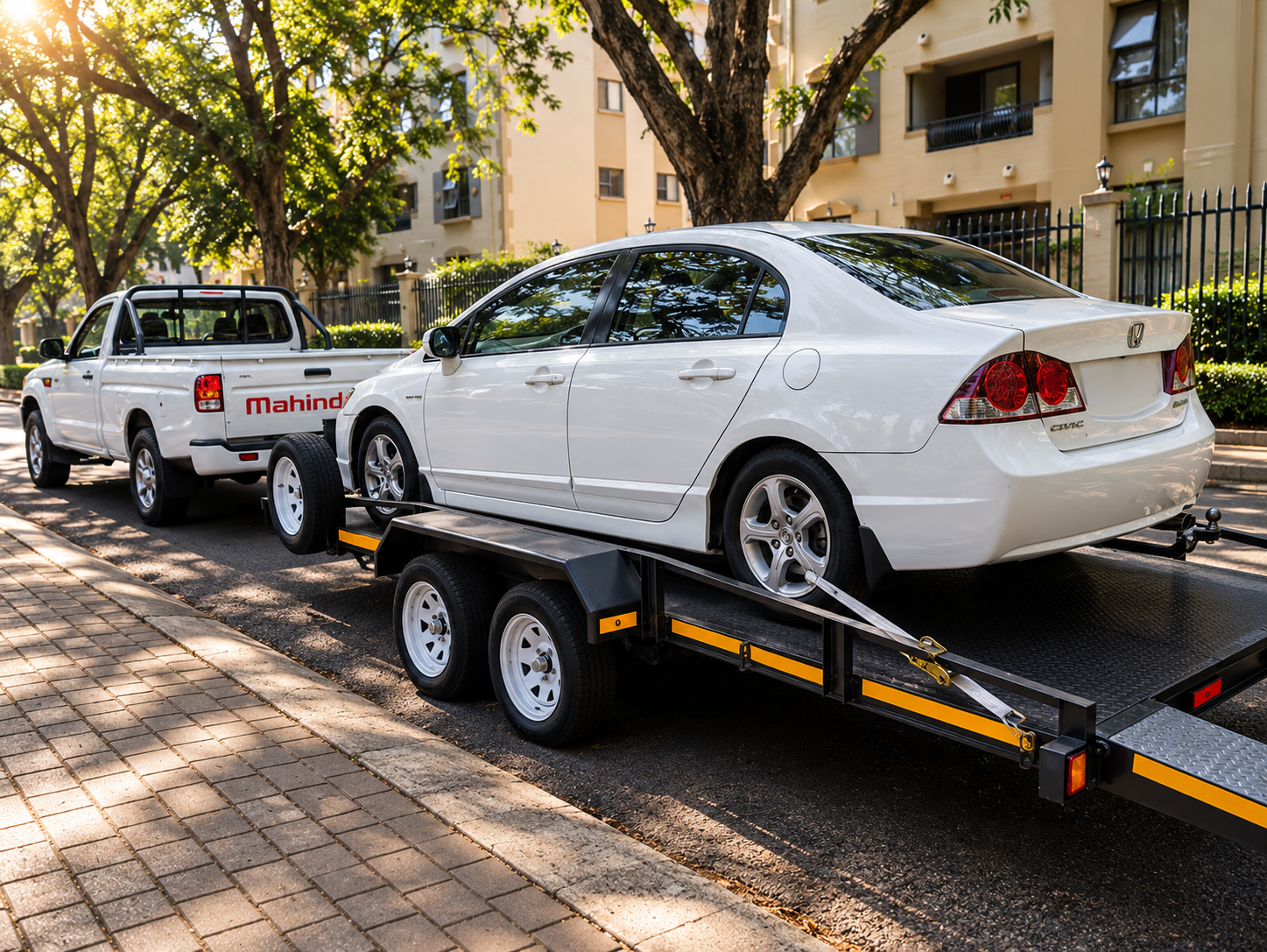 Sedan loaded on a G40 towing trailer