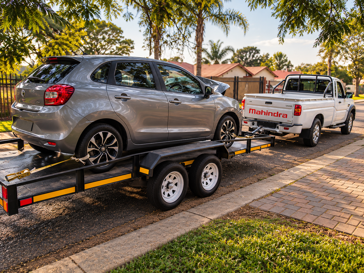 Hatchback loaded on a G40 towing trailer